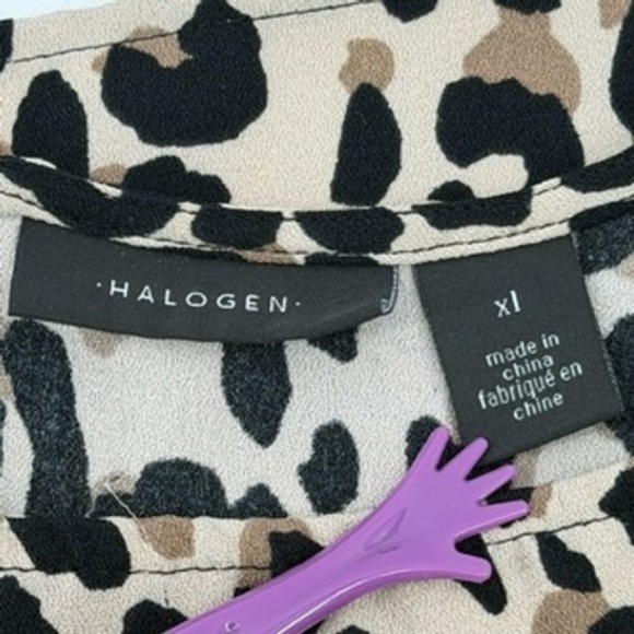 Halogen Women's XL Leopard‎ Print Cap Sleeve Top Blouse - Picture 3 of 6